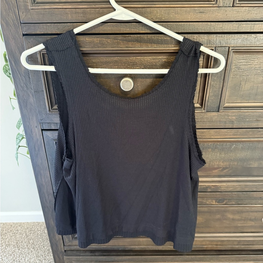 We The Free Black Ribbed Tank Top